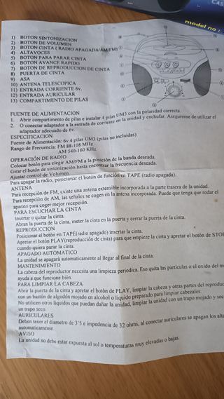 RADIO CASETTE PORTÁTIL ANTIGUO