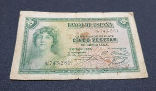 Billete de 5 pesetas de 1935
