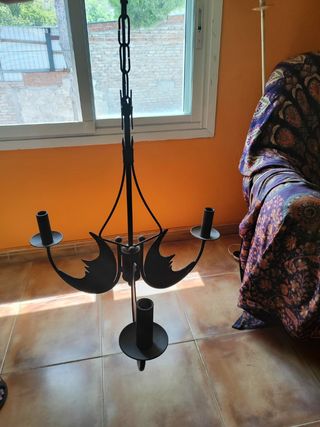 lampara de forja de 3 apliques