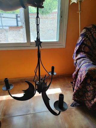 lampara de forja de 3 apliques