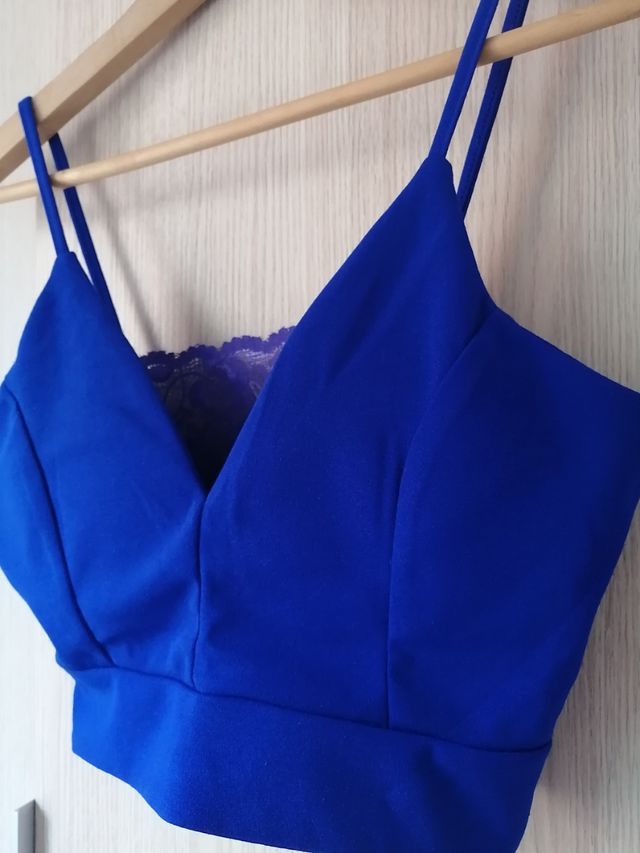 crop top azul nuevo talla única regalo amarillo