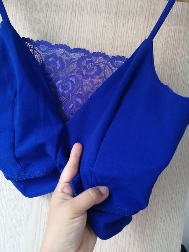 crop top azul nuevo talla única regalo amarillo