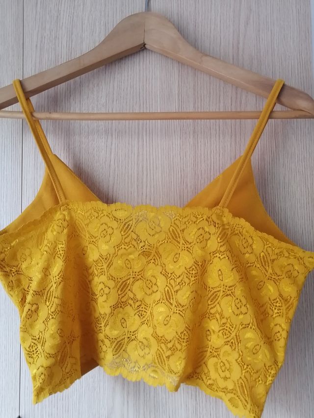crop top azul nuevo talla única regalo amarillo