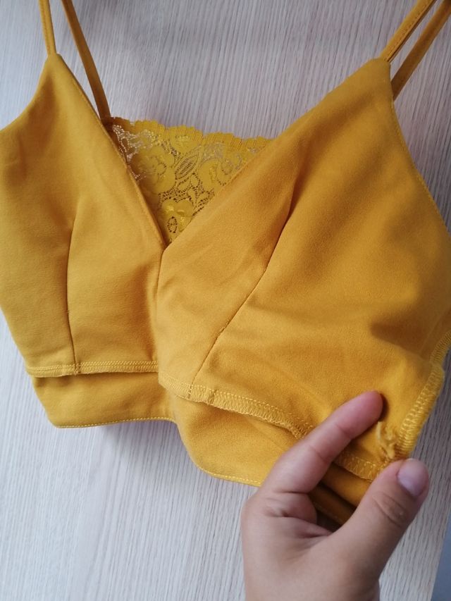 crop top azul nuevo talla única regalo amarillo