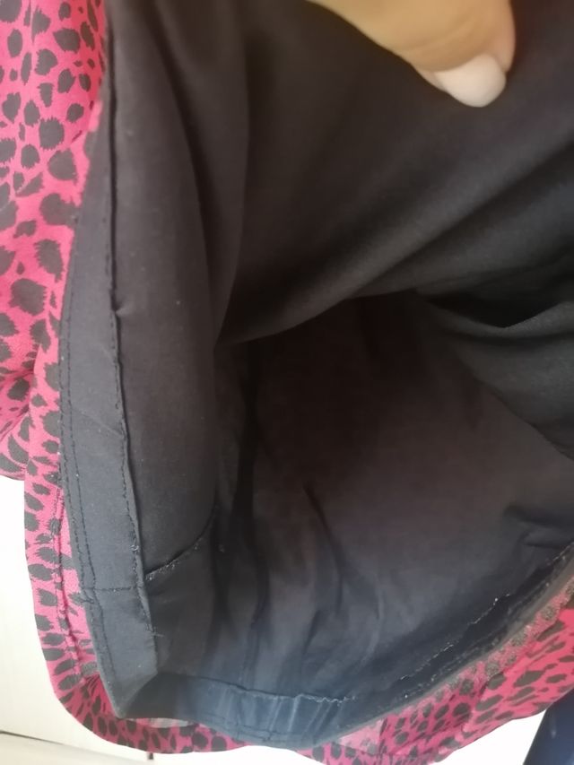 vestido rojo negro animal print talla S stradivari