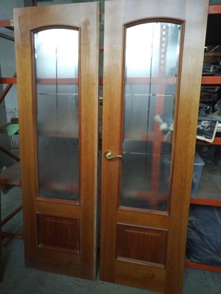 bloc de puerta cristalera doble . Cerezo