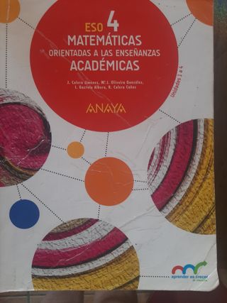 Matemáticas Academicas 4 ESO, Anaya