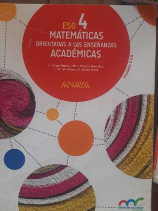 Matemáticas Academicas 4 ESO, Anaya