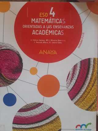 Matemáticas Academicas 4 ESO, Anaya