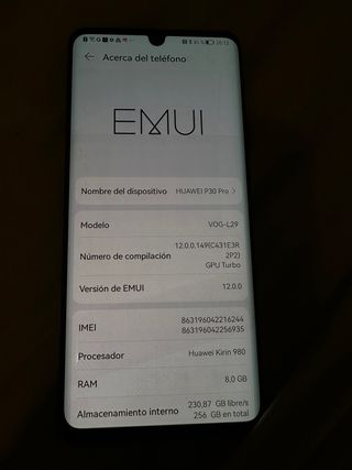 Hawei P30 pro 256g negro