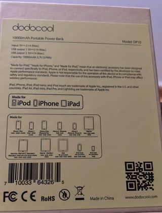 Batería cargador con cable para iPhone, iPad...