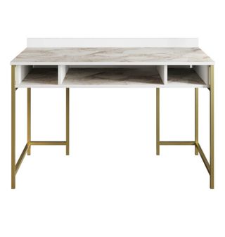 Moderno escritorio acabado en mármol blanco