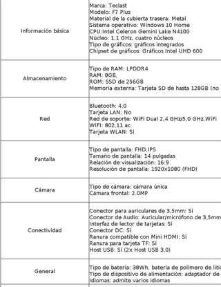 PORTATIL TECLAST F7 PLUS