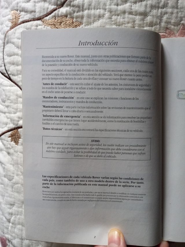 Manual del conductor Rover 200 series.