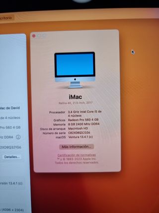 Imac 21,5" 4k retina el mas potente negociable