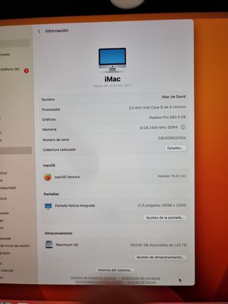 Imac 21,5" 4k retina el mas potente negociable