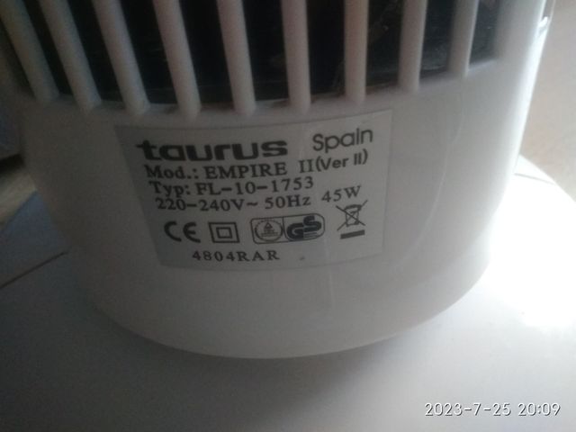 VENTILADOR DE TORRE TAURUS 45W.