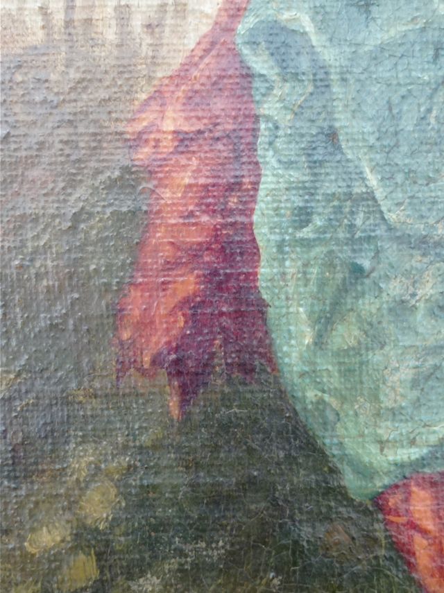 Antiguo cuadro pintura sobre cartón S. XIX