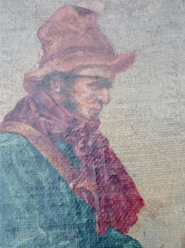 Antiguo cuadro pintura sobre cartón S. XIX