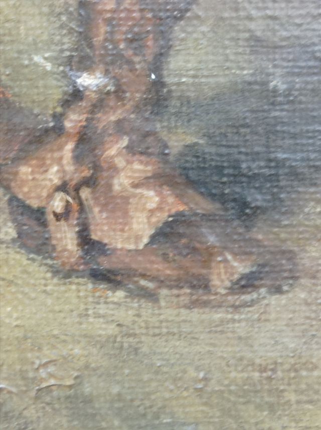 Antiguo cuadro pintura sobre cartón S. XIX