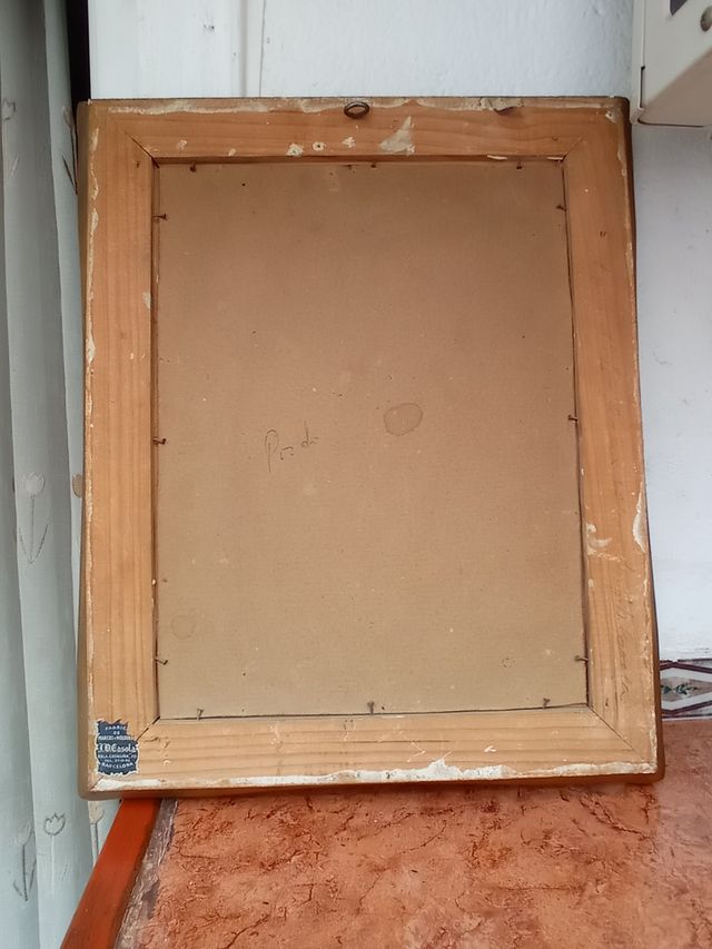 Antiguo cuadro pintura sobre cartón S. XIX