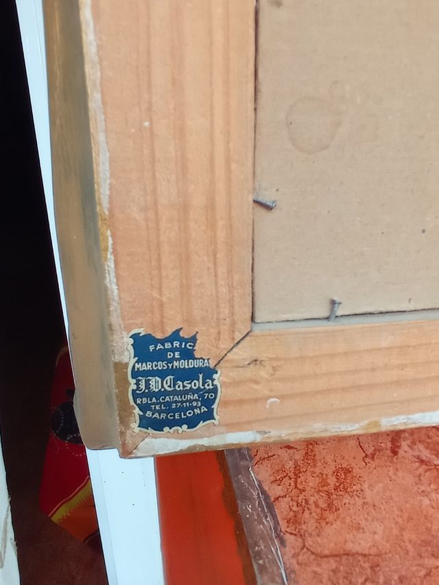 Antiguo cuadro pintura sobre cartón S. XIX