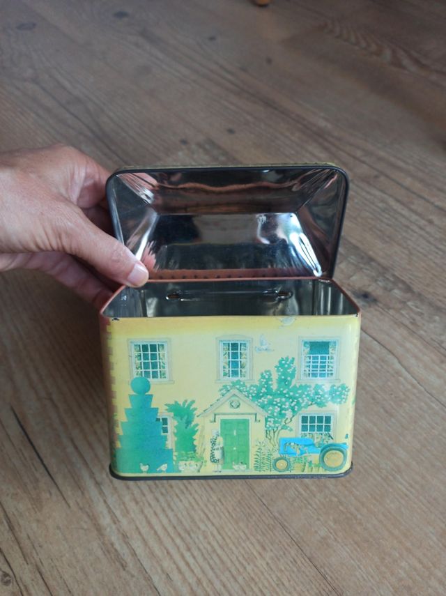 Lata en forma de casa