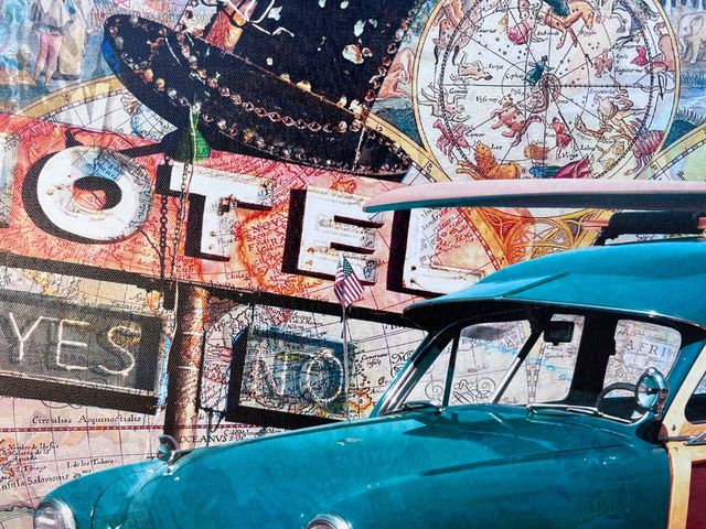 CUADRO O LIENZO COCHE RETRO VINTAGE 50 x 40