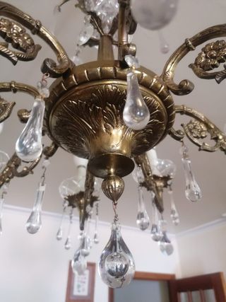 lampara bronce y cristal