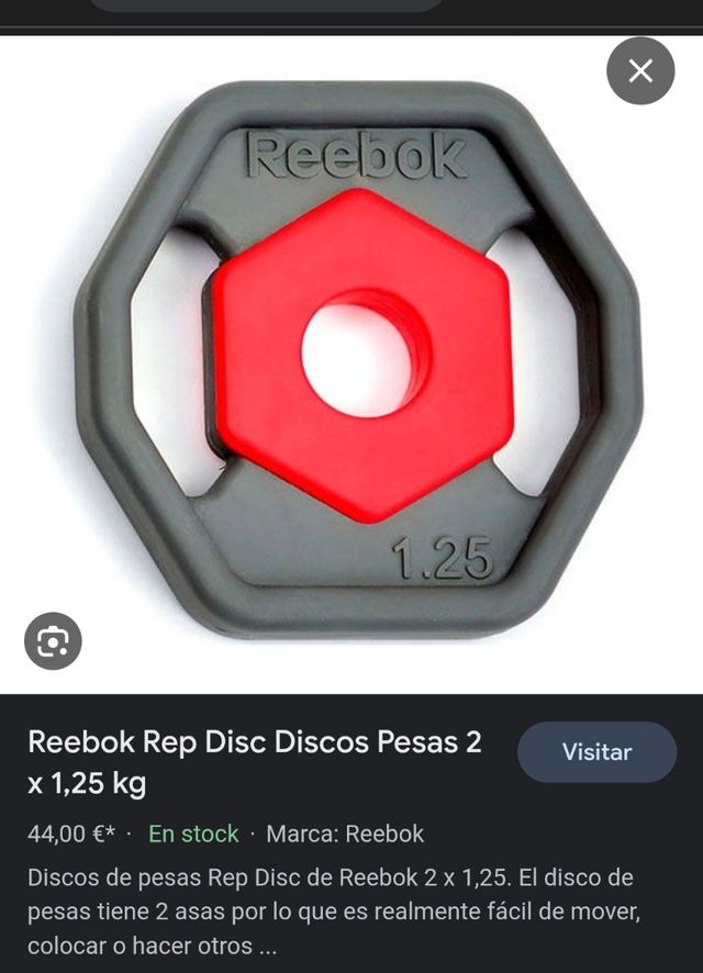 Discos 1,25 Kg REEBOOK Caucho