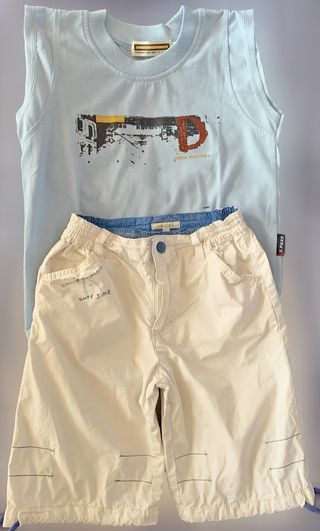 T-Shirt de Criança sem Mangas Azul Claro Unissexo