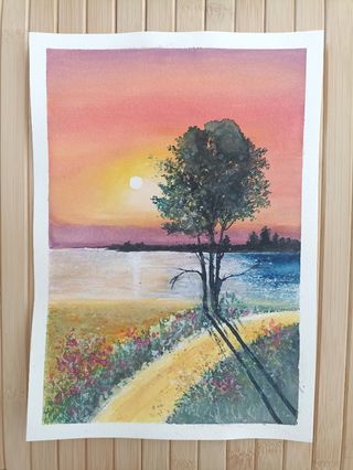 Acuarela original. Oportunidad. Oferta. Regalo.