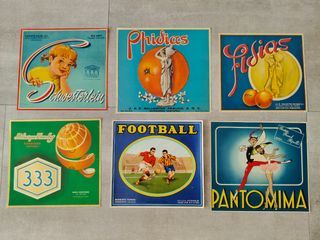 Etiquetas o carteles antiguos de naranja.