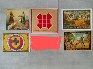 Etiquetas o carteles antiguos de naranja.