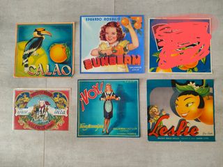 Etiquetas o carteles antiguos de naranja.