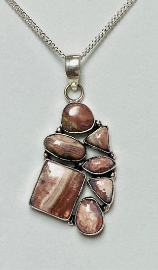 Colgante de rodocrosita + cadena plata de ley 925