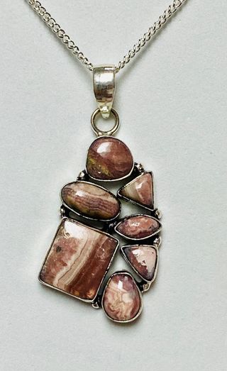 Colgante de rodocrosita + cadena plata de ley 925
