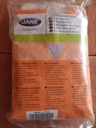 jane. 3 braguitas desechables embarazo 