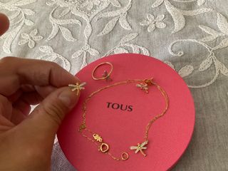 Collar+ pendientes+ anillo  oro 18 kt y diamantes