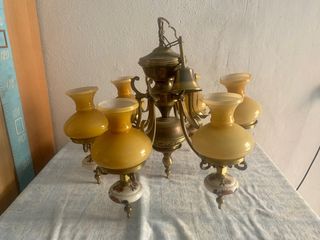 OFERTA FIN DE SENANA !!Lámpara bronce y porcelana