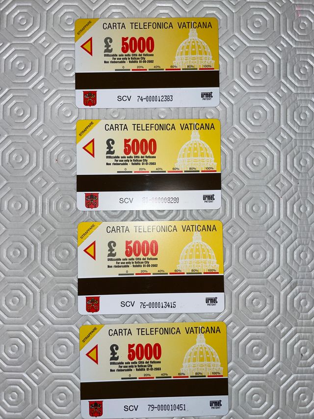 Set 4 schede telefoniche rare Vaticano nuove