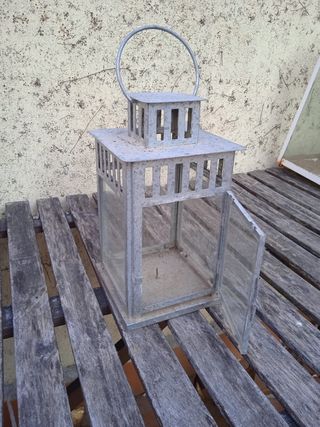 farol farolillo metálico terraza para vela vintage