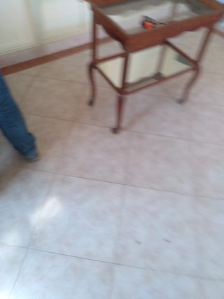MESA CAMARERA ANTIGUA DE MADERA Y CRISTAL