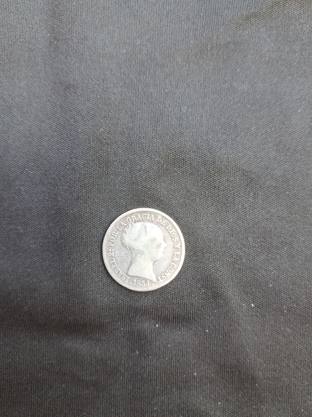 dos reales de plata de 1854 de Isabel II