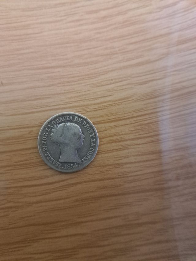 dos reales de plata de 1854 de Isabel II
