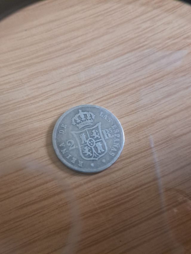 dos reales de plata de 1854 de Isabel II