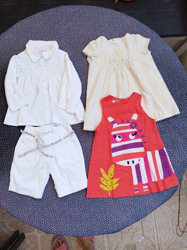 Lote niña vestidos, pantalón camisa talla 9 meses