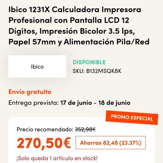 Calculadora Impresora Profesional Ibico 1231X