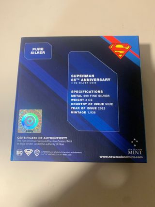 Moneda 3 onzas Superman 85 aniversario 