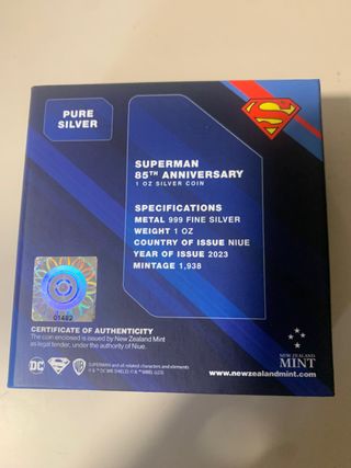 Moneda 1 onza Superman 85 aniversario